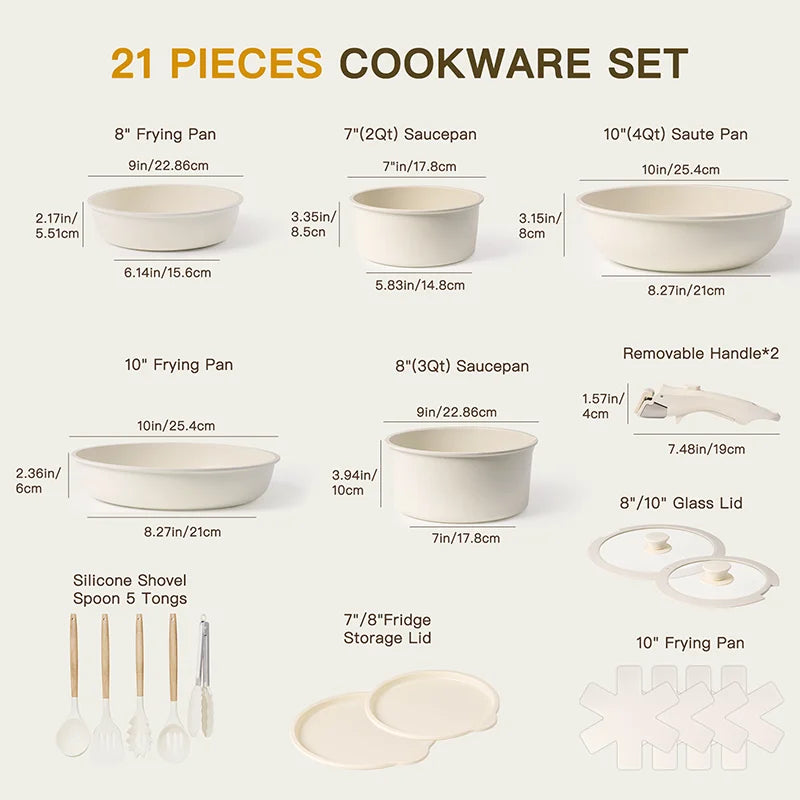 Astercook Ceramic Non Stick Cookware Set Sensor Handles