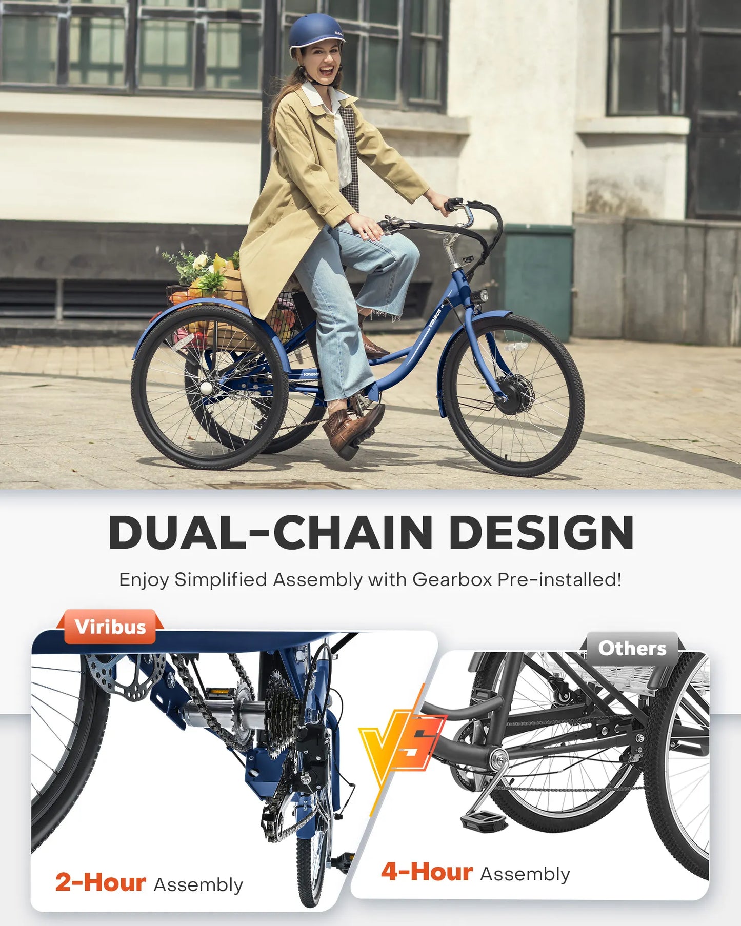 Electric Tricycle For Adults 7 Speed 350W Motor 36V Battery