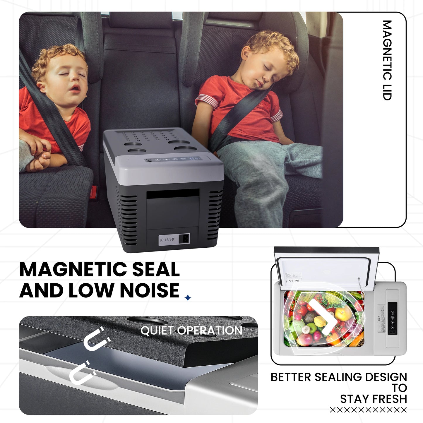 SIMZLIFE Portable Fridge 12V 24V DC AC Travel Companion