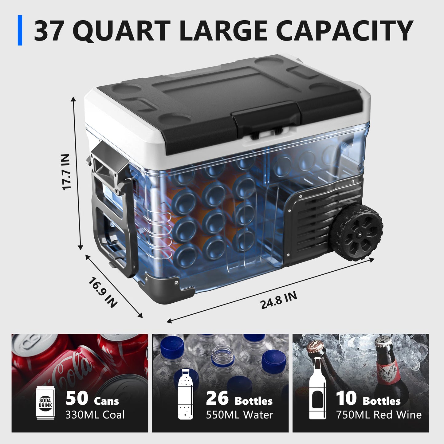 SIMZLIFE Portable Refrigerator Freezer Mini Fridge 12V 24V