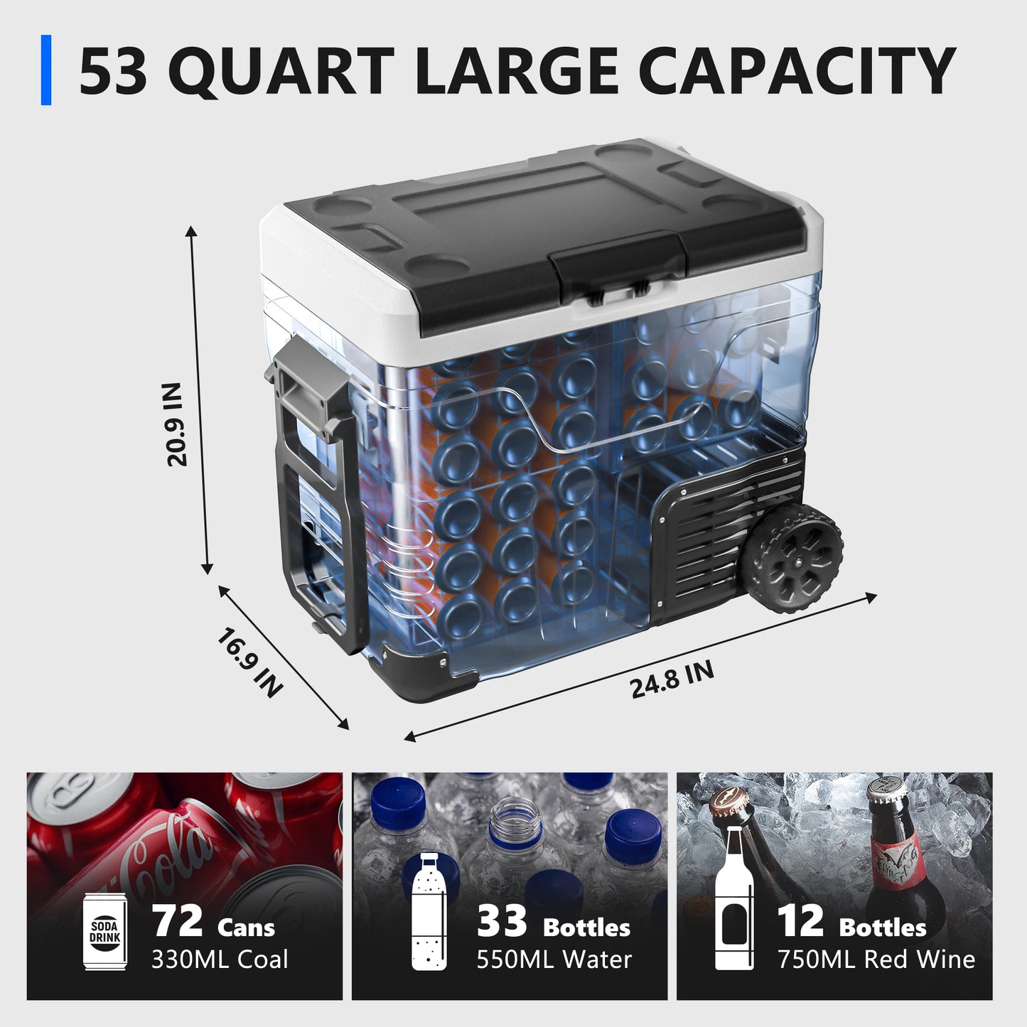 SIMZLIFE Portable Refrigerator With Wheels And Baskets