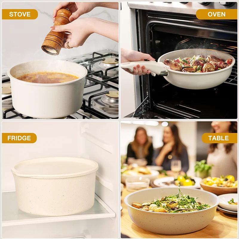 Astercook Ceramic Non Stick Cookware Set Sensor Handles
