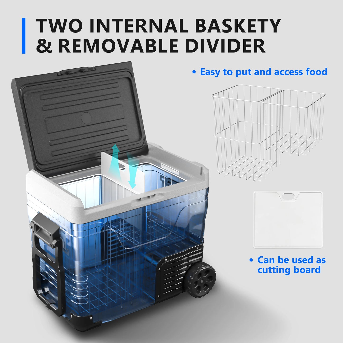 SIMZLIFE Portable Refrigerator With Wheels And Baskets