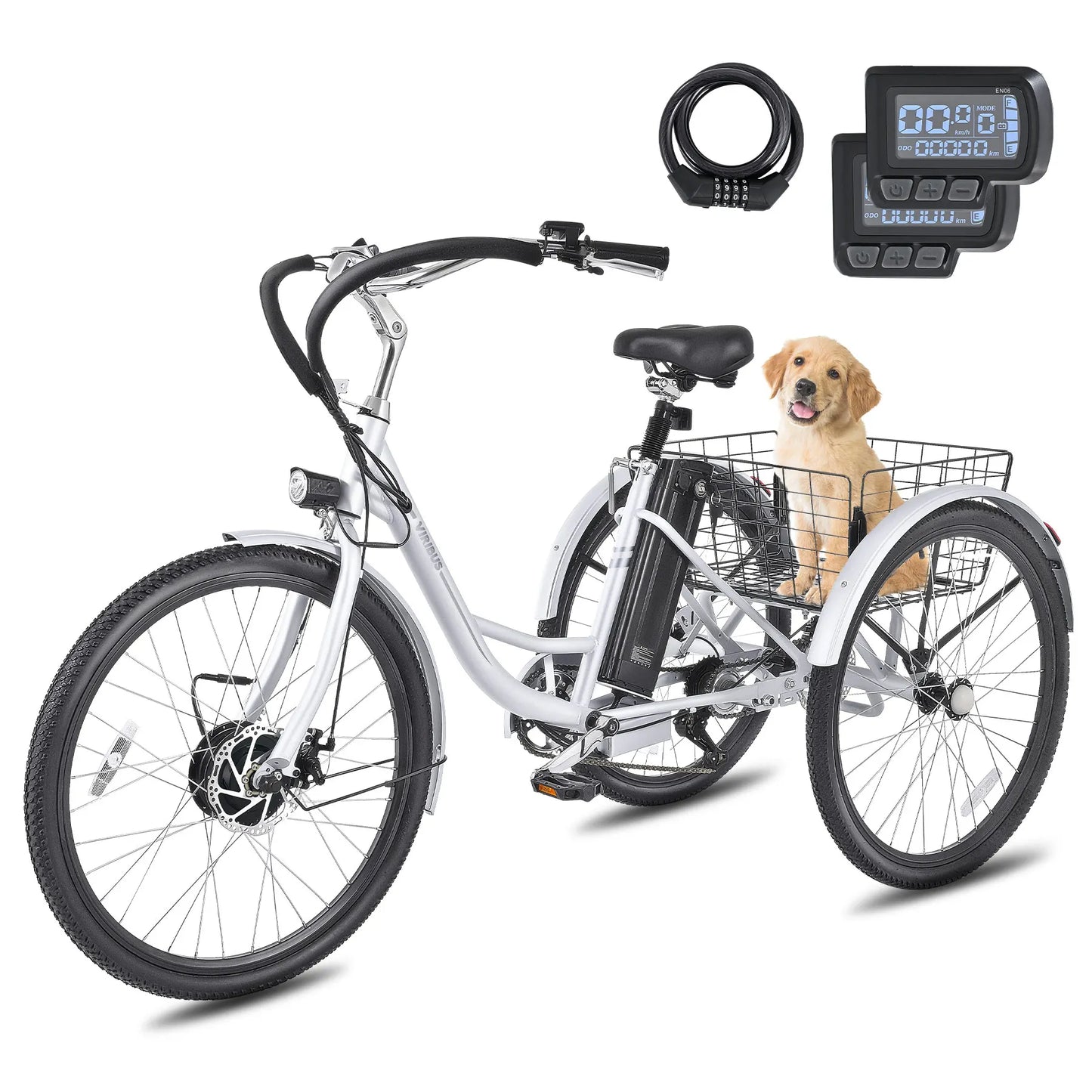 Electric Tricycle For Adults 7 Speed 350W Motor 36V Battery