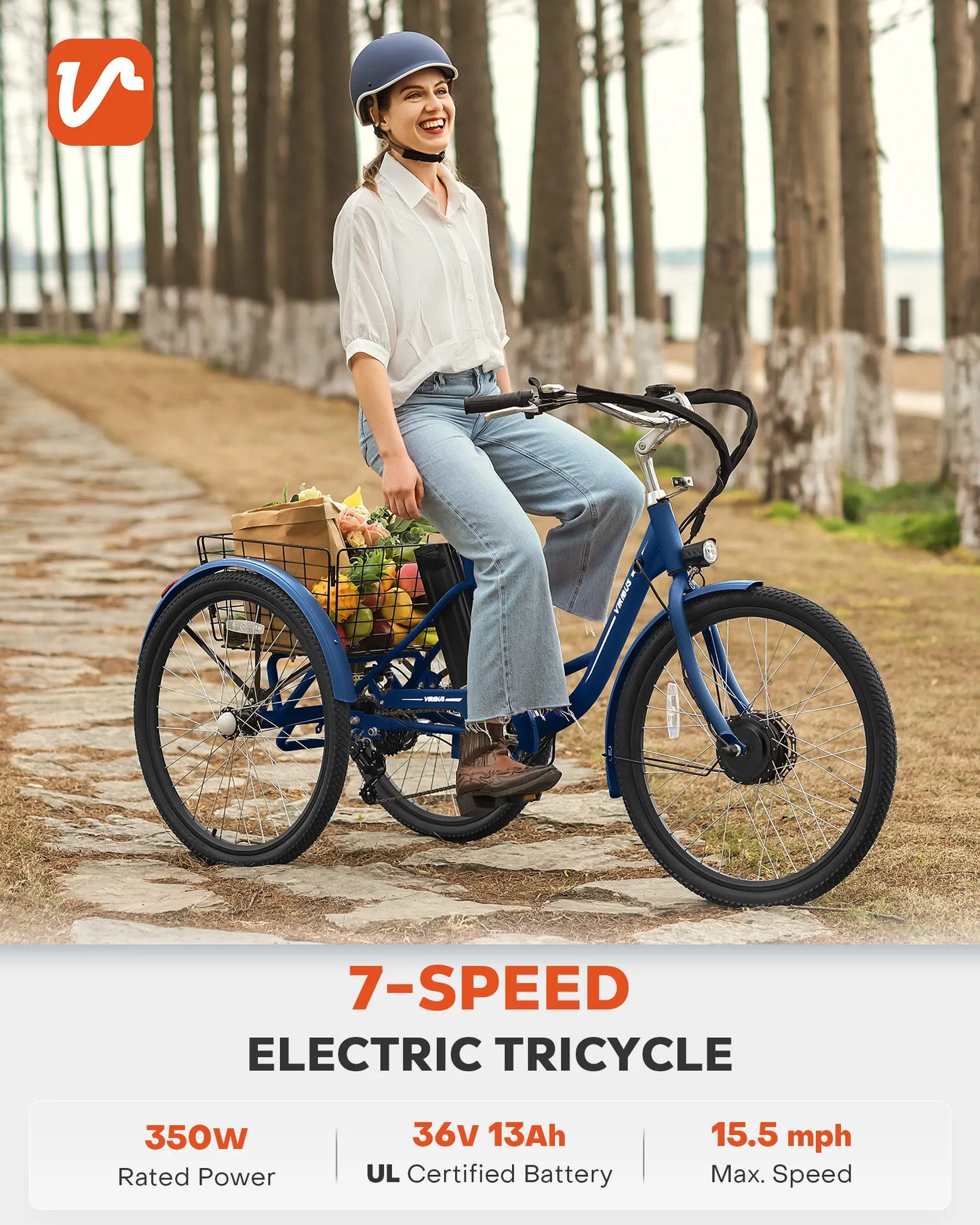 Electric Tricycle For Adults 7 Speed 350W Motor 36V Battery