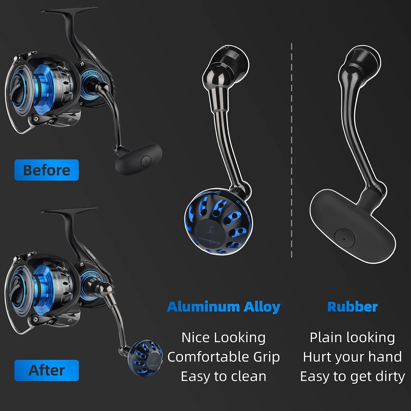 Gomexus Power Handle For Daiwa Saltist Spinning Reel