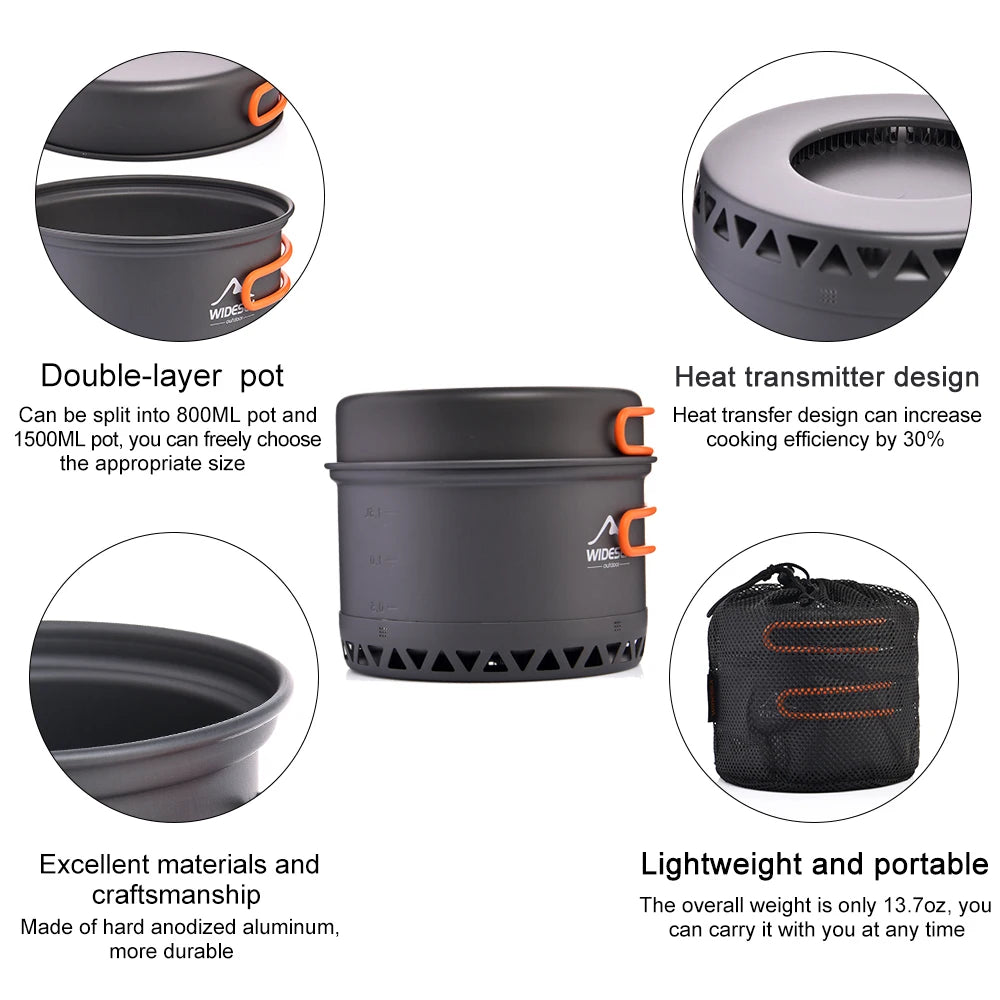 Widesea Camping Cookware Set Portable Outdoor Pot Kettle