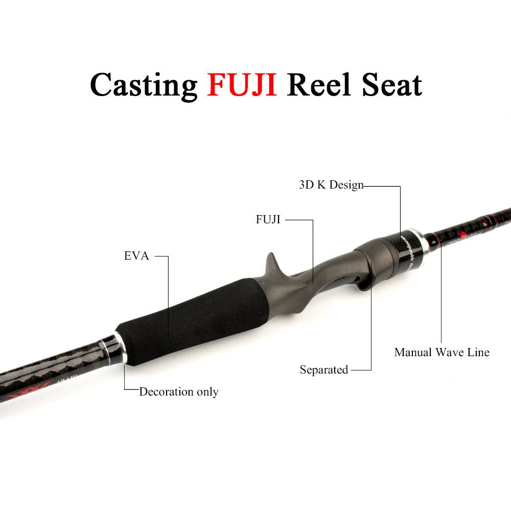 Kuying Carbon Casting Spinning Fishing Rod Medium Fast Action