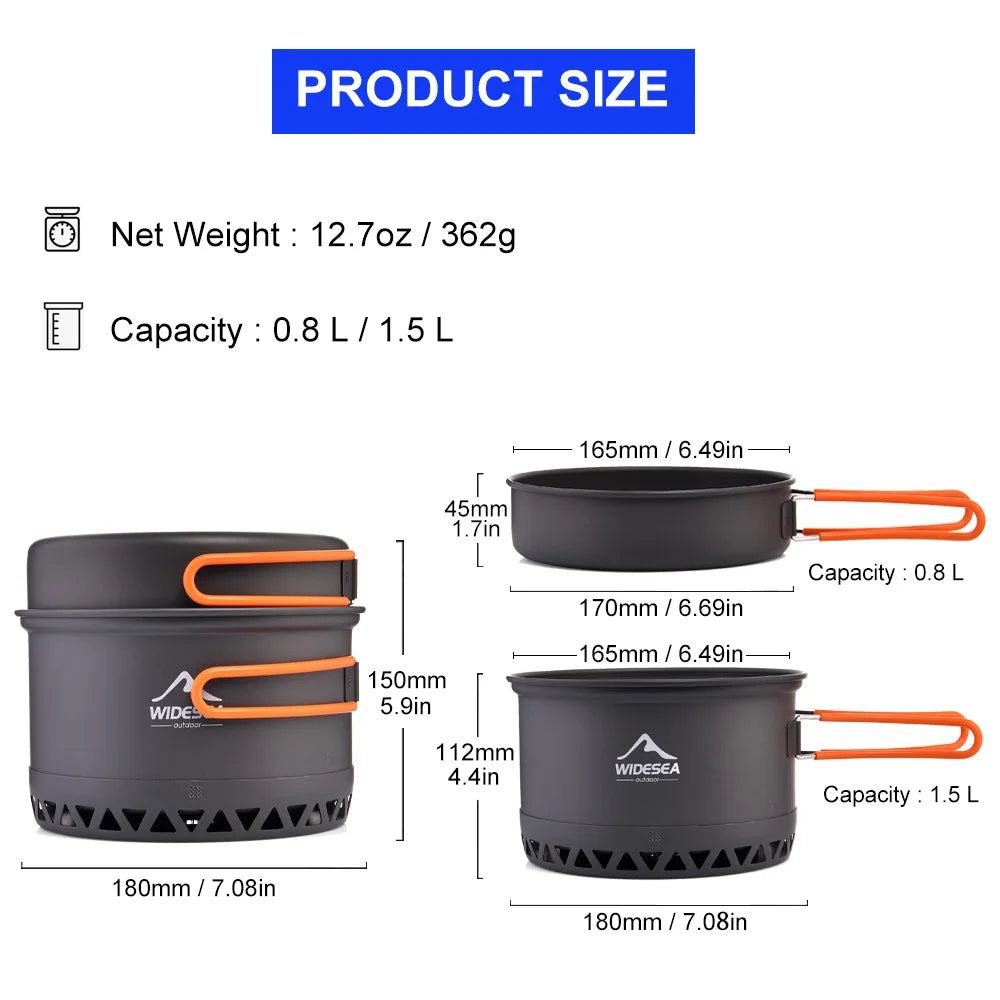 Widesea Camping Cookware Set Portable Outdoor Pot Kettle