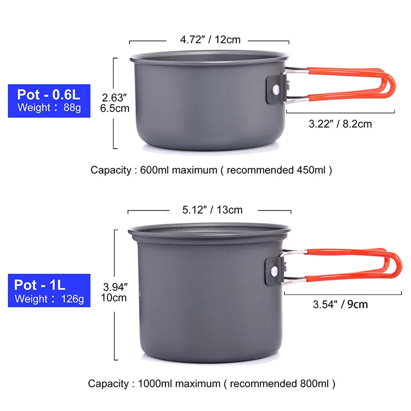 Widesea Camping Cookware Set Portable Foldable Pot Pan