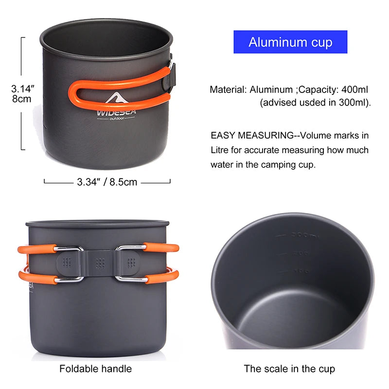 Widesea Camping Cookware Set Portable Foldable Pot Pan