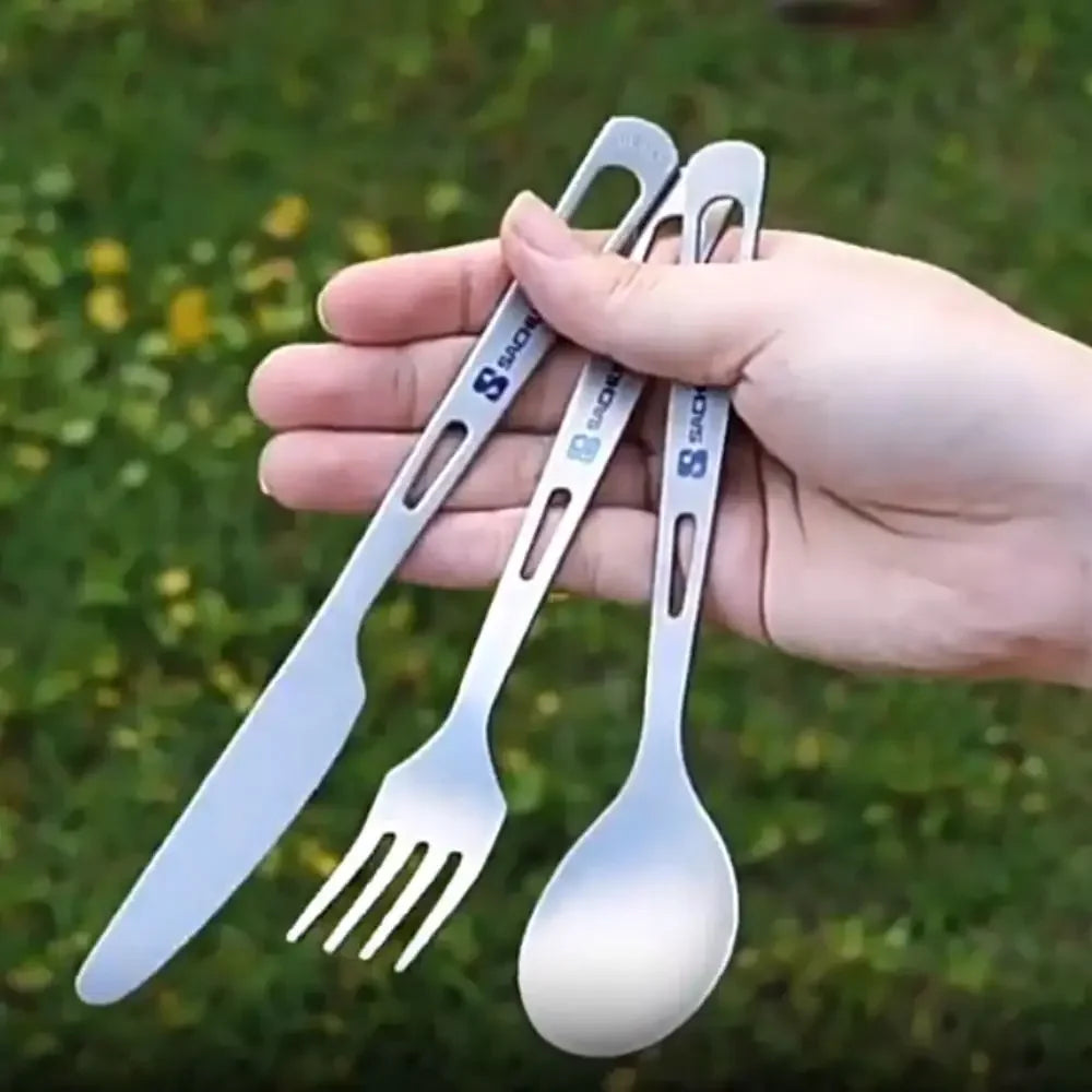 Lightweight Titanium Long Handle Spoon Fork For Camping EDC