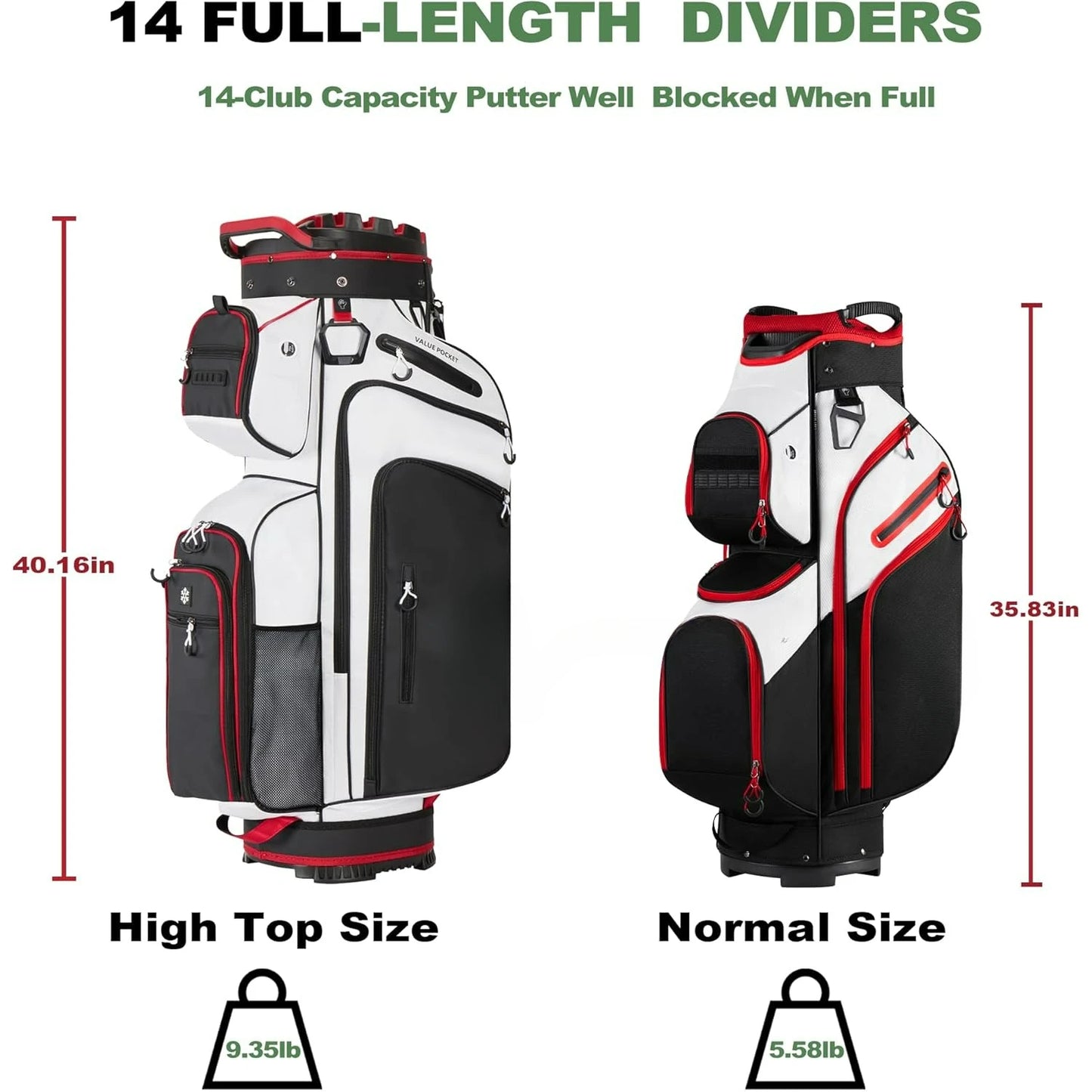 Pro Gear Sporting Goods 14 Way Golf Cart Bag with Putter