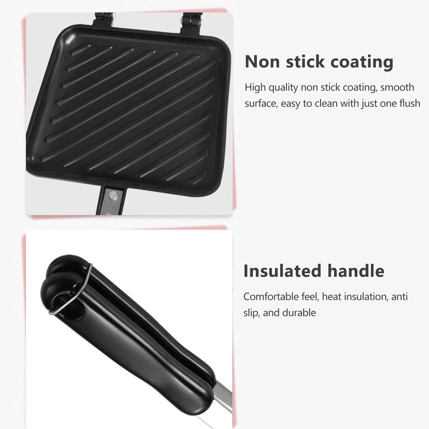 Shunmaii Double Sided Nonstick Sandwich Waffle Pan Griddle