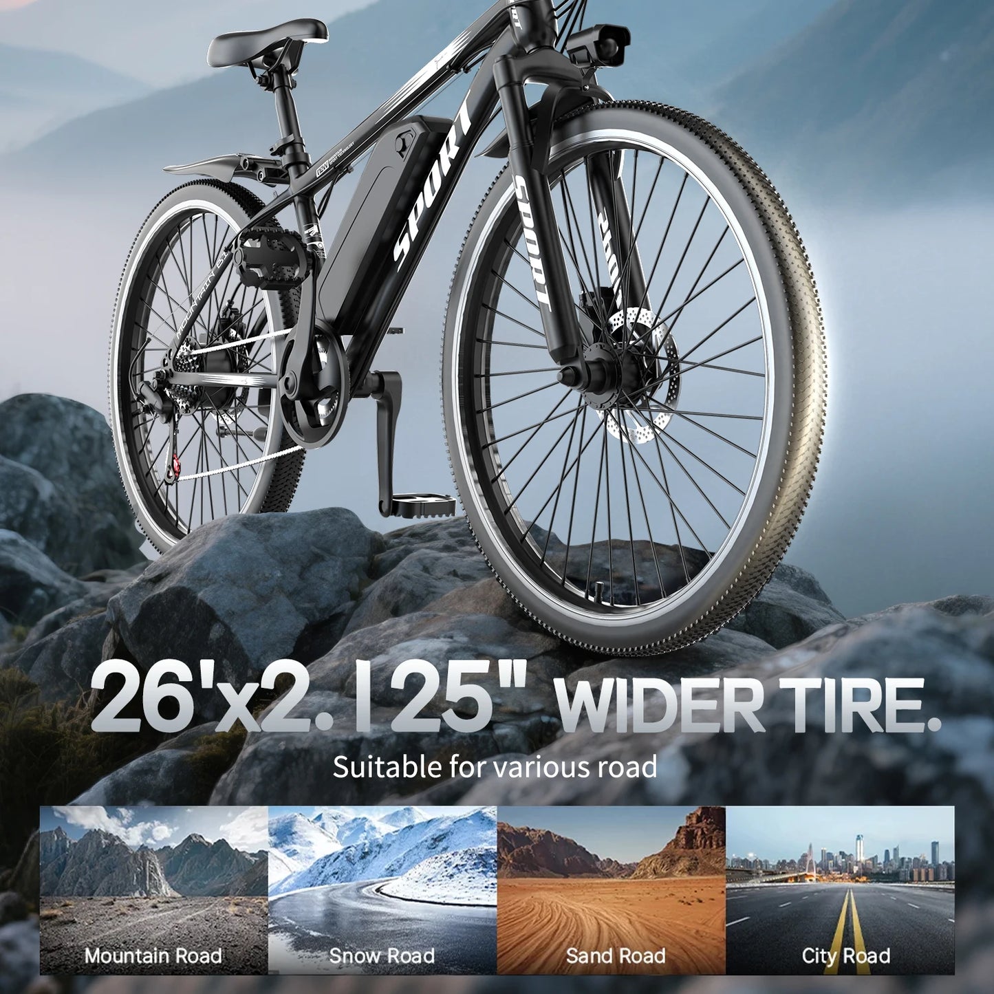 Electric Mountain Bike 700W Peak Motor 20MPH 35 Mile Range