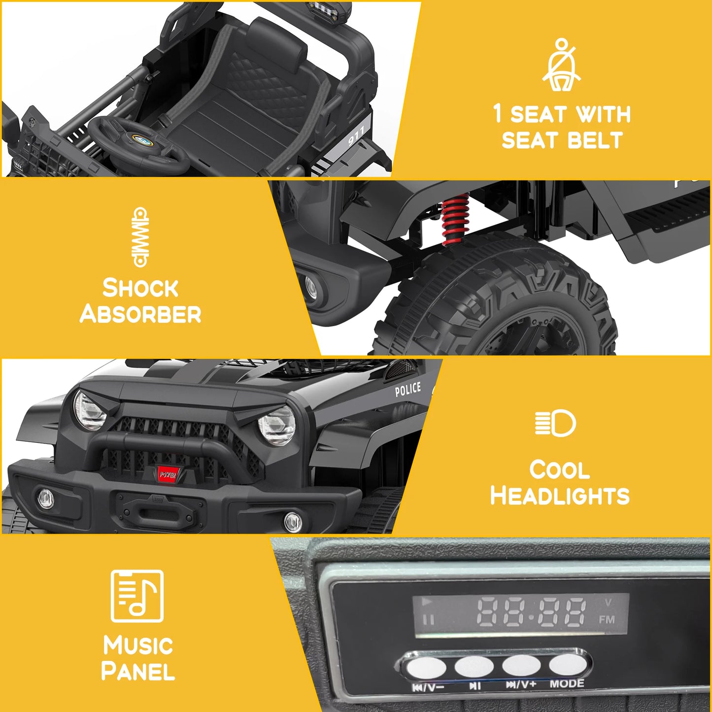 HiMISSE 12V Kids Ride On Car Remote Truck For Children