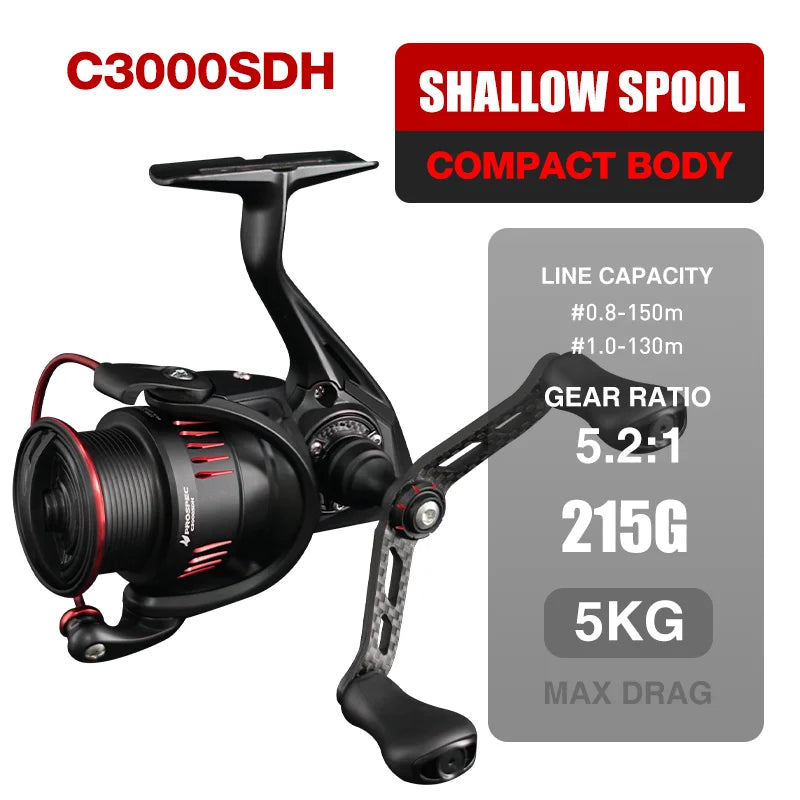 SeaSir P Series Ultralight Spinning Reel Carbon 8 1BB 9Kg