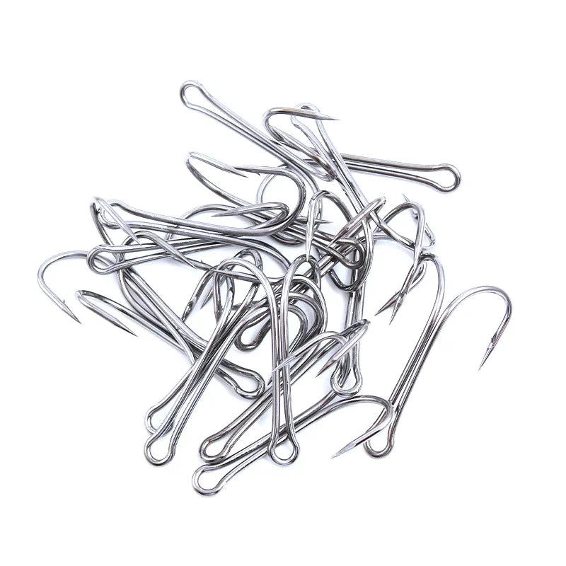 Fishing Long Shank Double Hook Barbed Weedless Jig Hooks