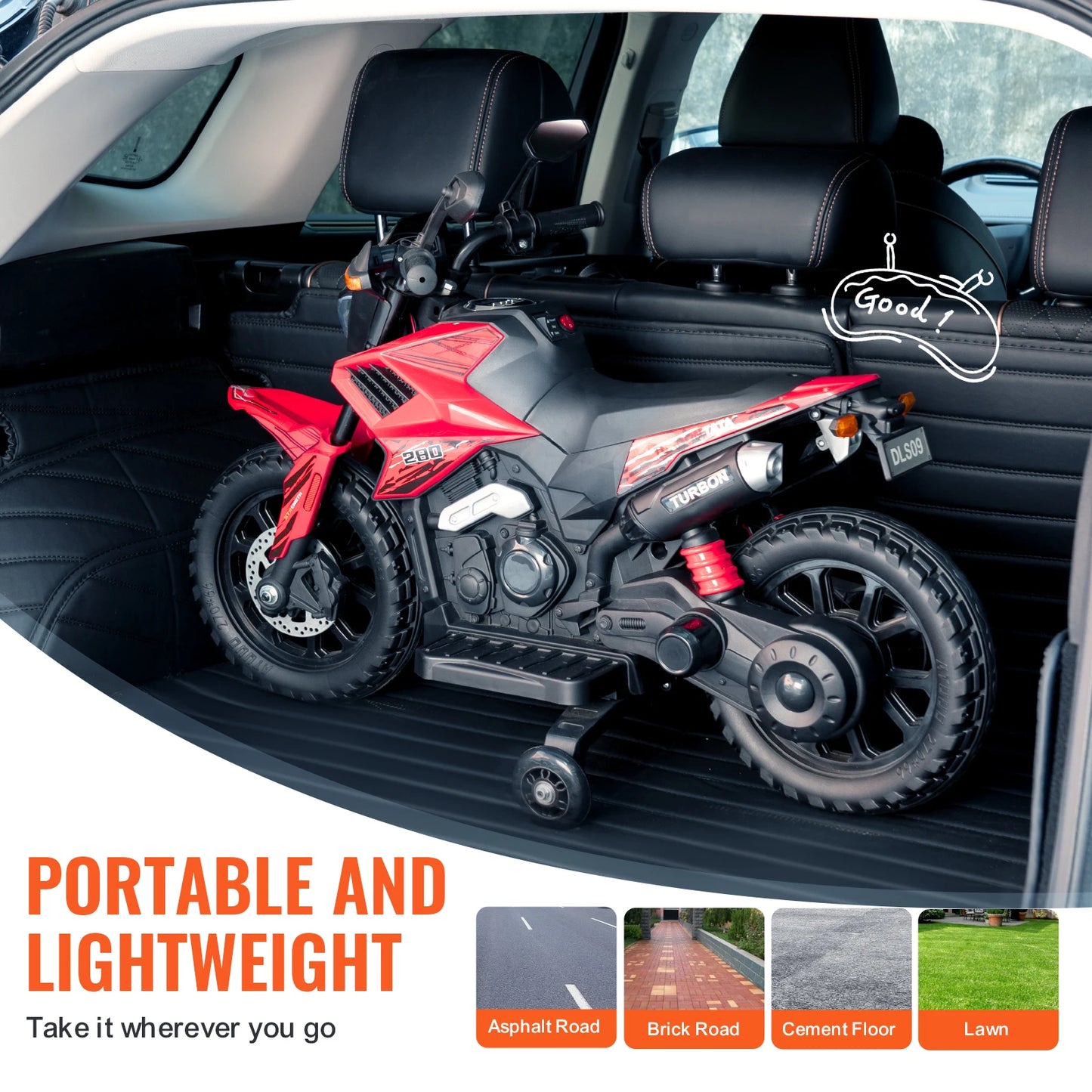 SucceBuy Kids Ride On Electric Motorcycle With Bluetooth