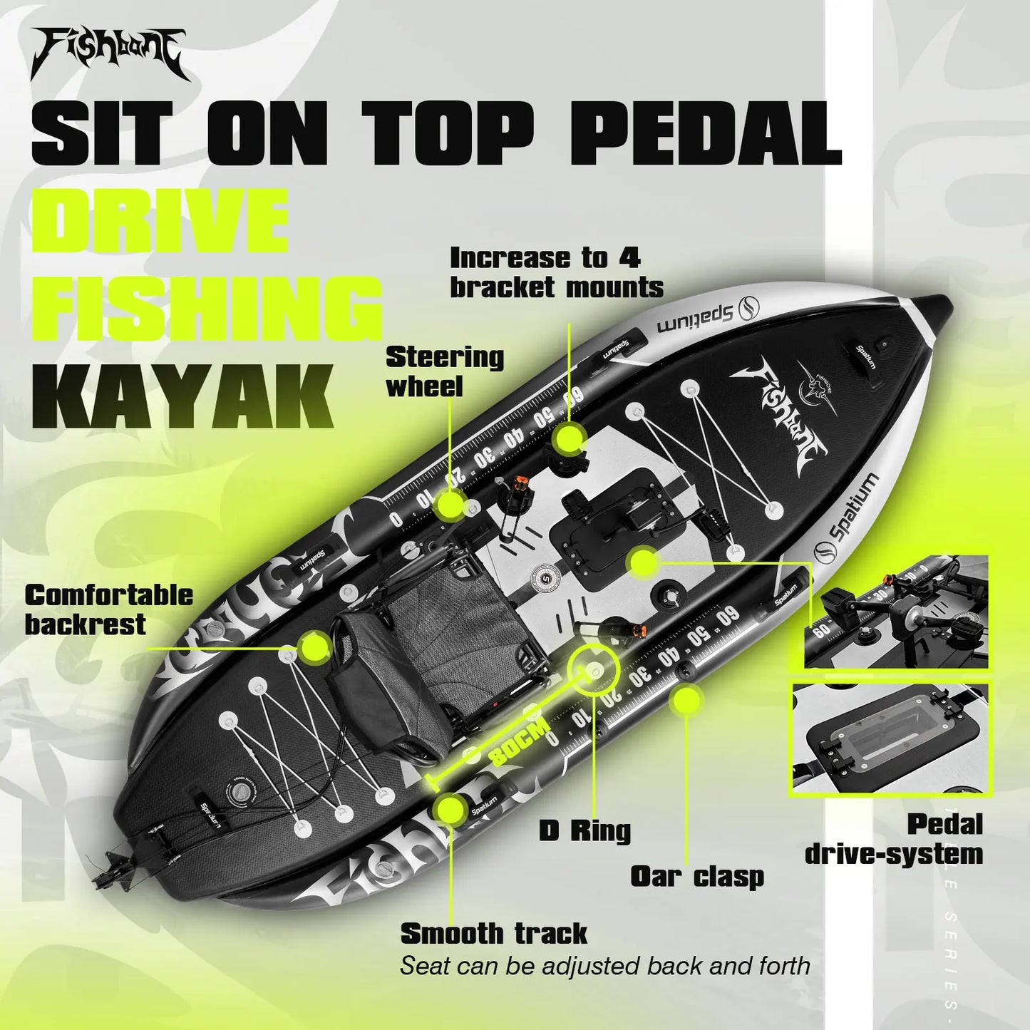 Spatium Fishing Pedal Drive Sit On Top Kayak Power System