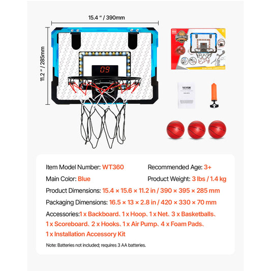 SucceBuy Foldable Wall Mount Basketball Hoop For Kids IndoorOutdoorPlaytime Adventure