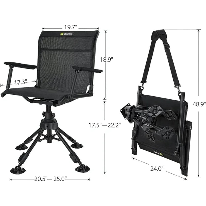YTYINFold Hunting Chair 360 Degree Silent Swivel Folding