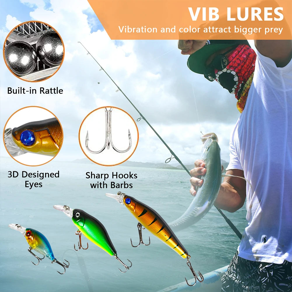 Shunmaii Fishing Lure Kit Soft And Hard Baits For Bass