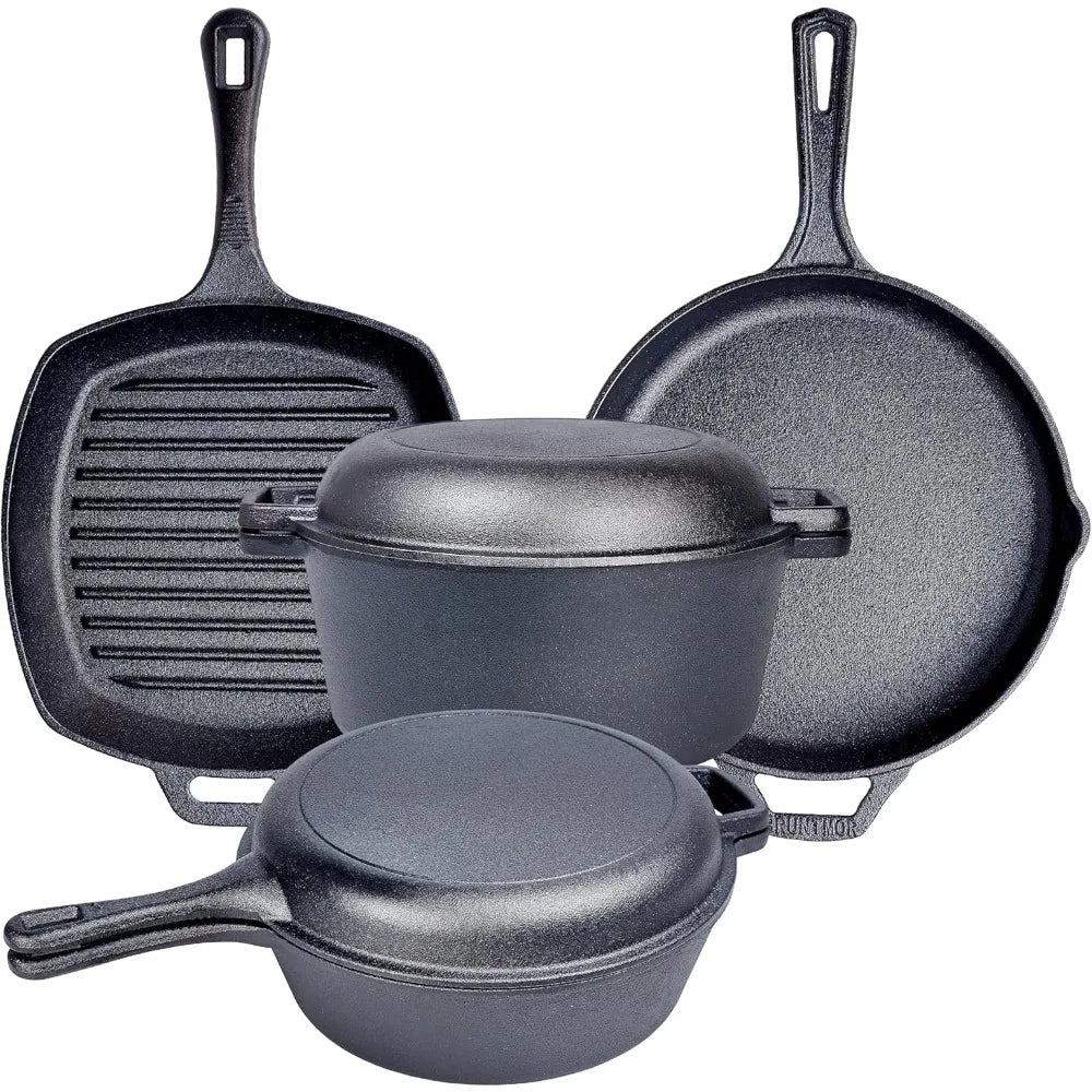 YTYINH Cast Iron Skillet And Square Baking Pan With Lid