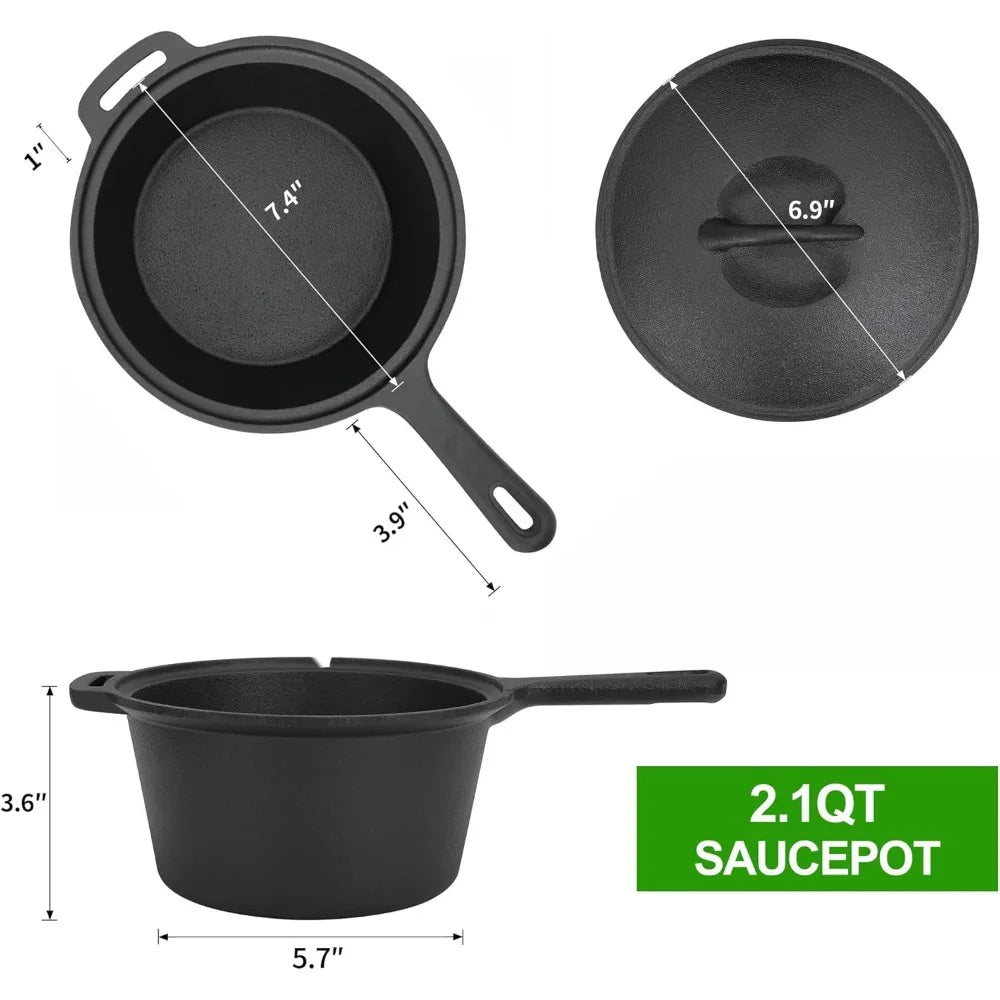 YTYINH Cast Iron 8 Piece Camping Cookware Set With Box