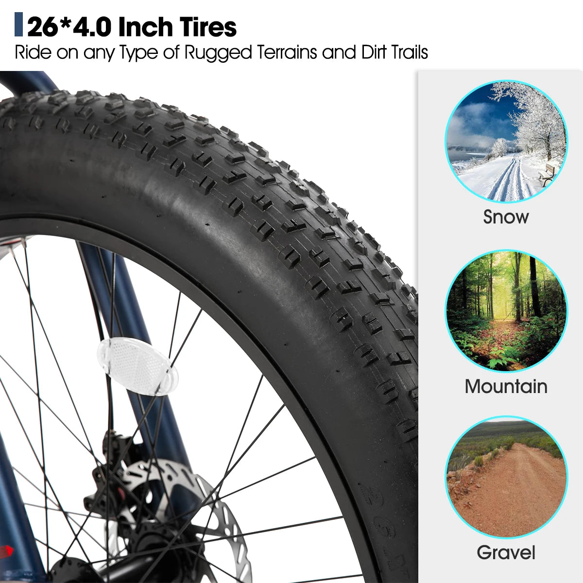 Hiland Fat Tire Kids Mountain Bike For Ages 5 And Up Shimano 7-Speed Front And Rear Disc Brakes