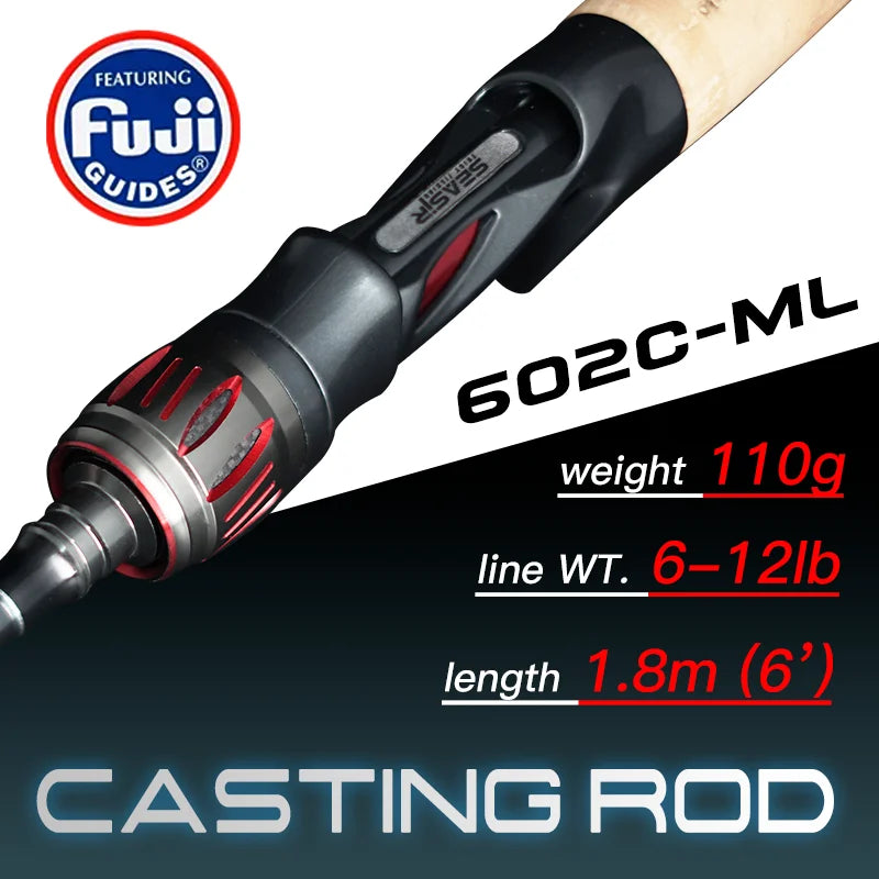 SeaSir Carbon Spinning And Casting Fishing Rod Fuji Guides