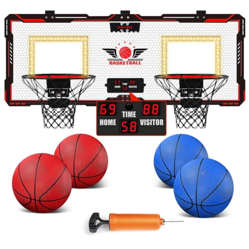 VATOS Dual Indoor Outdoor Mini Basketball Hoop Set With Scoreboard