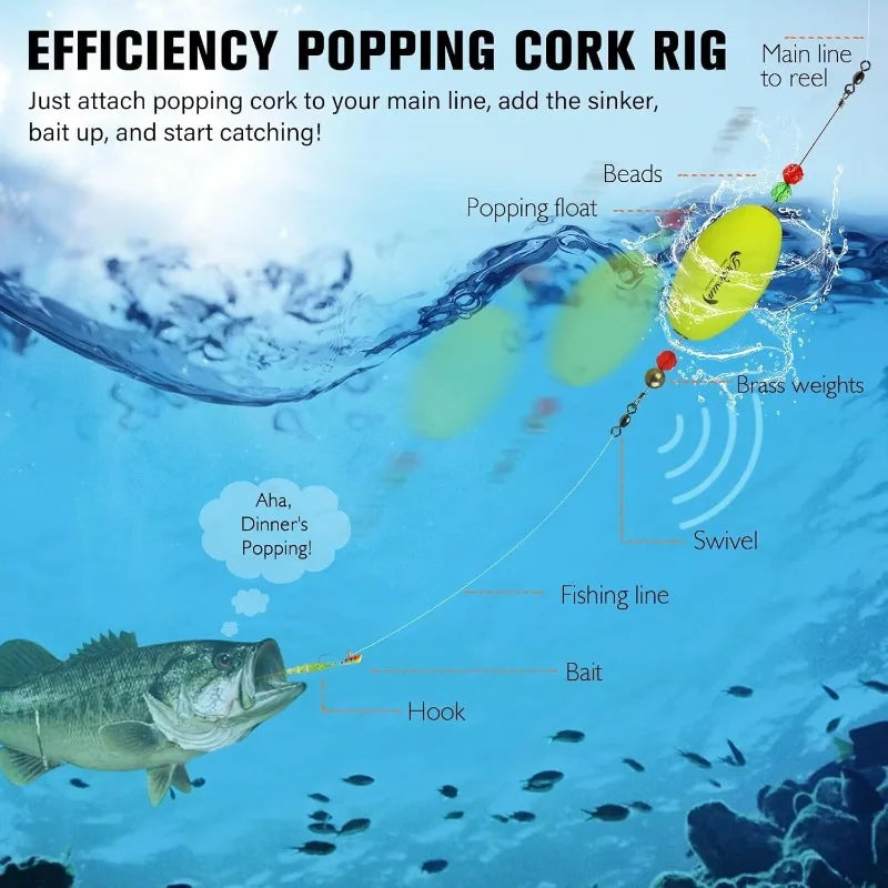 YTYINH Popping Cork Fishing Floats For Saltwater Freshwater