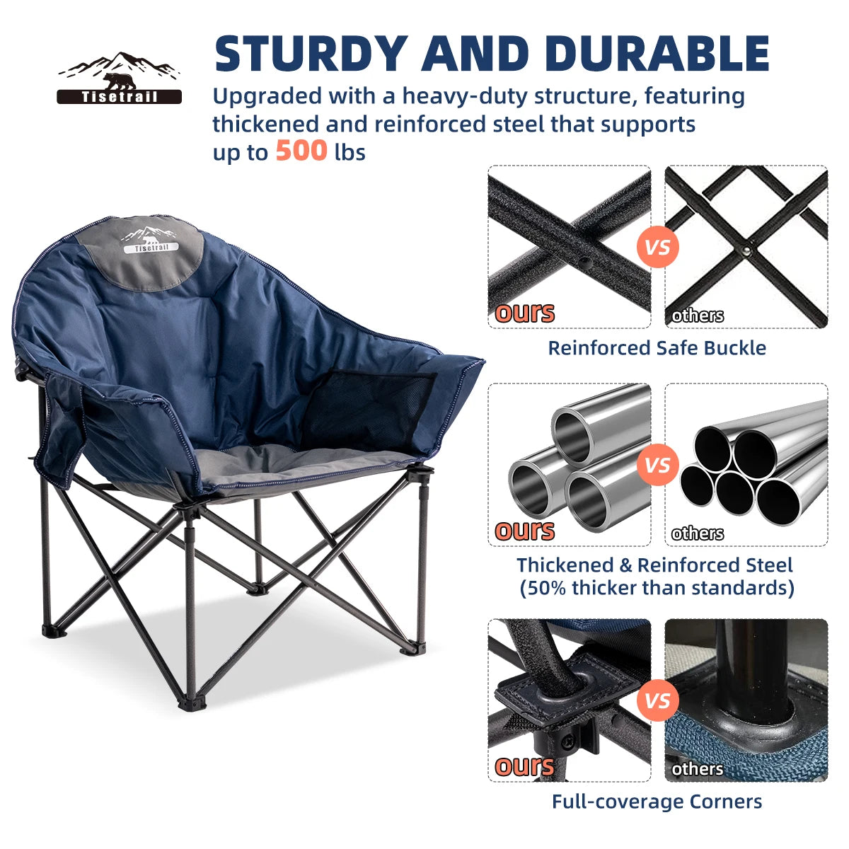 Tisetrail Oversized Padded Moon Saucer Camping Chair