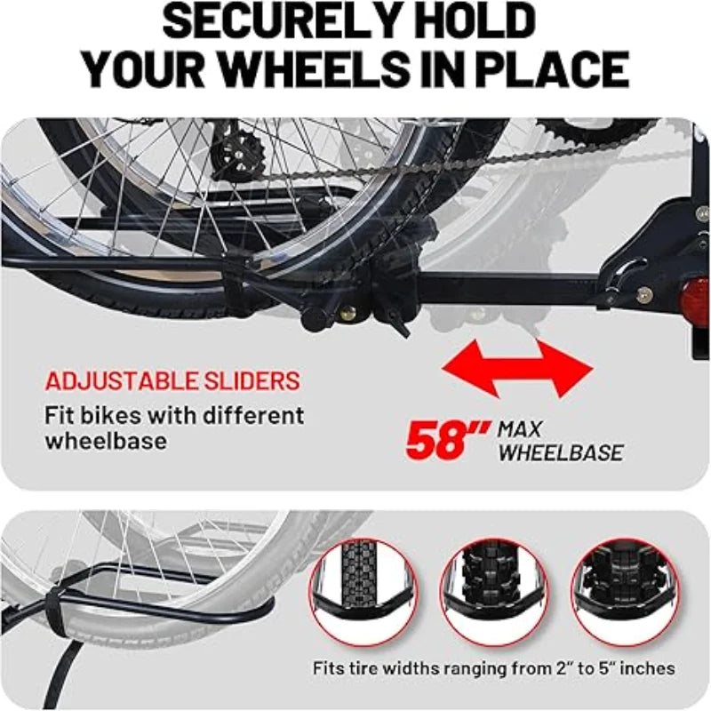 YTYIN Foldable 2 Bike Hitch Rack High Capacity Carry