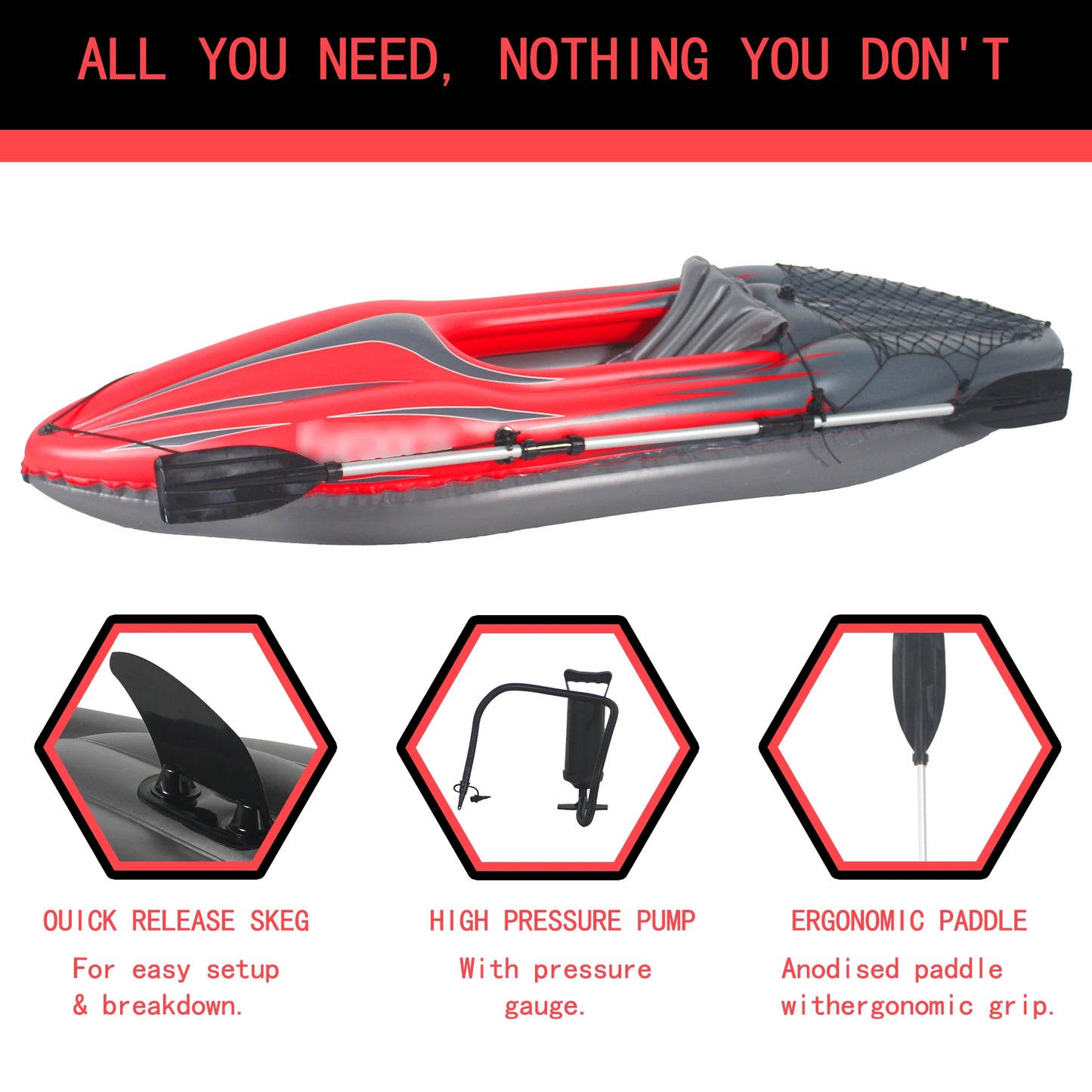 HHSJZWCY Kayak Inflatable One Person Fishing Boat For Lakes