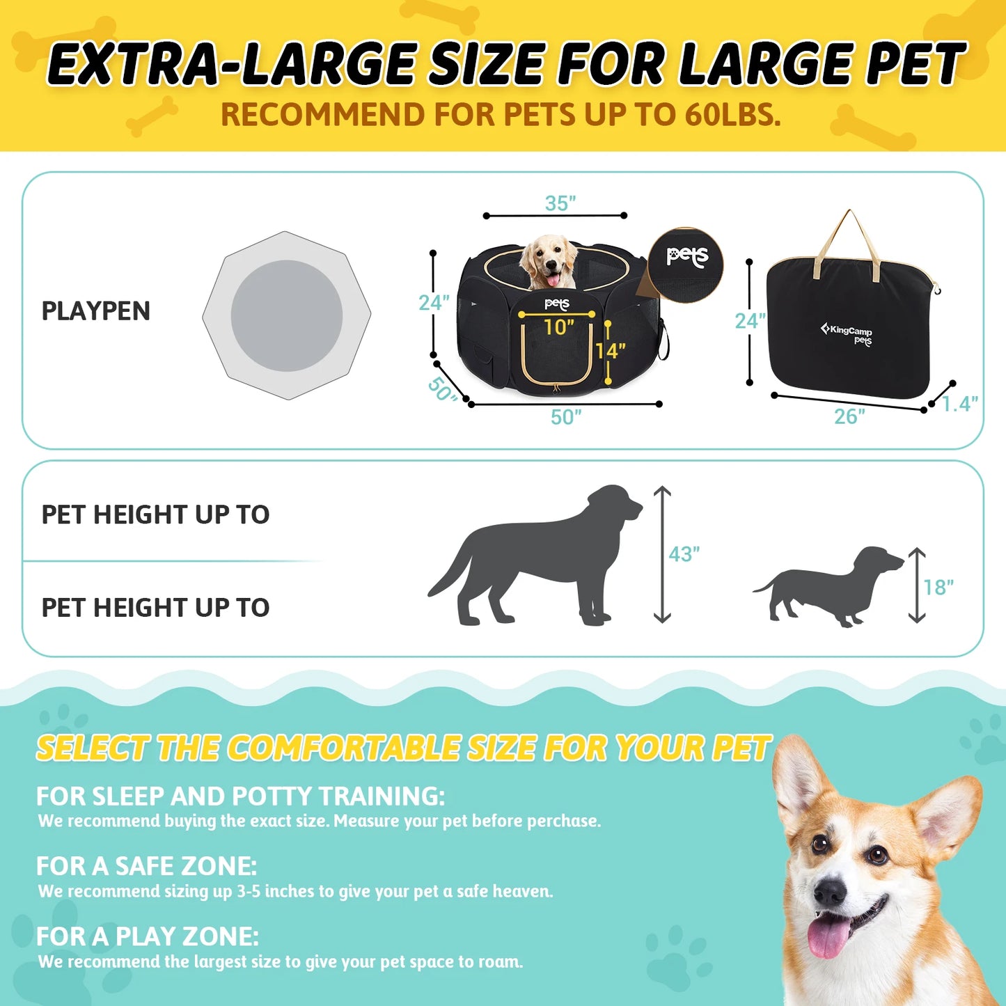 KingCamp Dog Tent Playpen Portable Pop Up Kennel Indoor