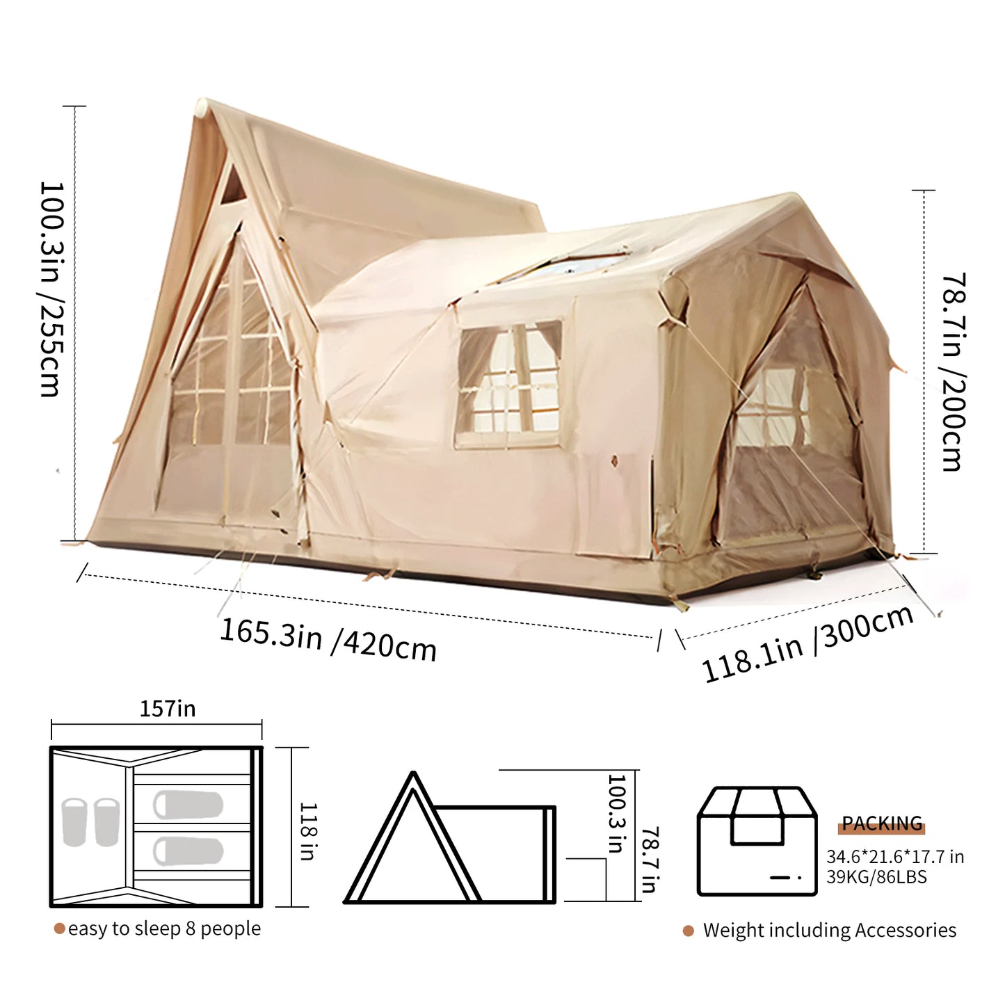Pro Gear Sporting Goods Inflatable Cabin Tent Quick Setup