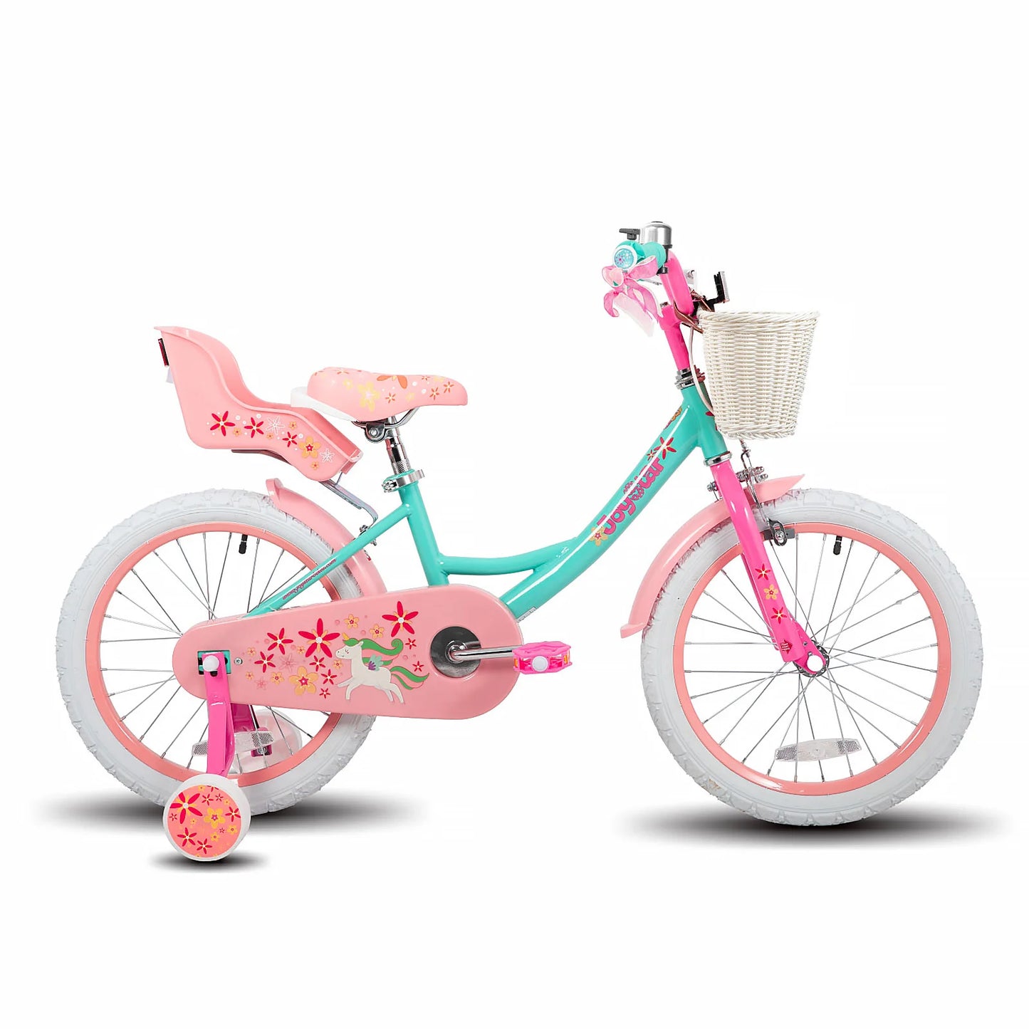 JOYSTAR Unicorn Girls Bike With Training Wheels And Basket