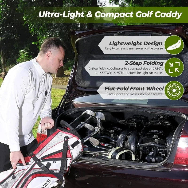 Three Wheel Golf Push Cart Lightweight Folding Trolley