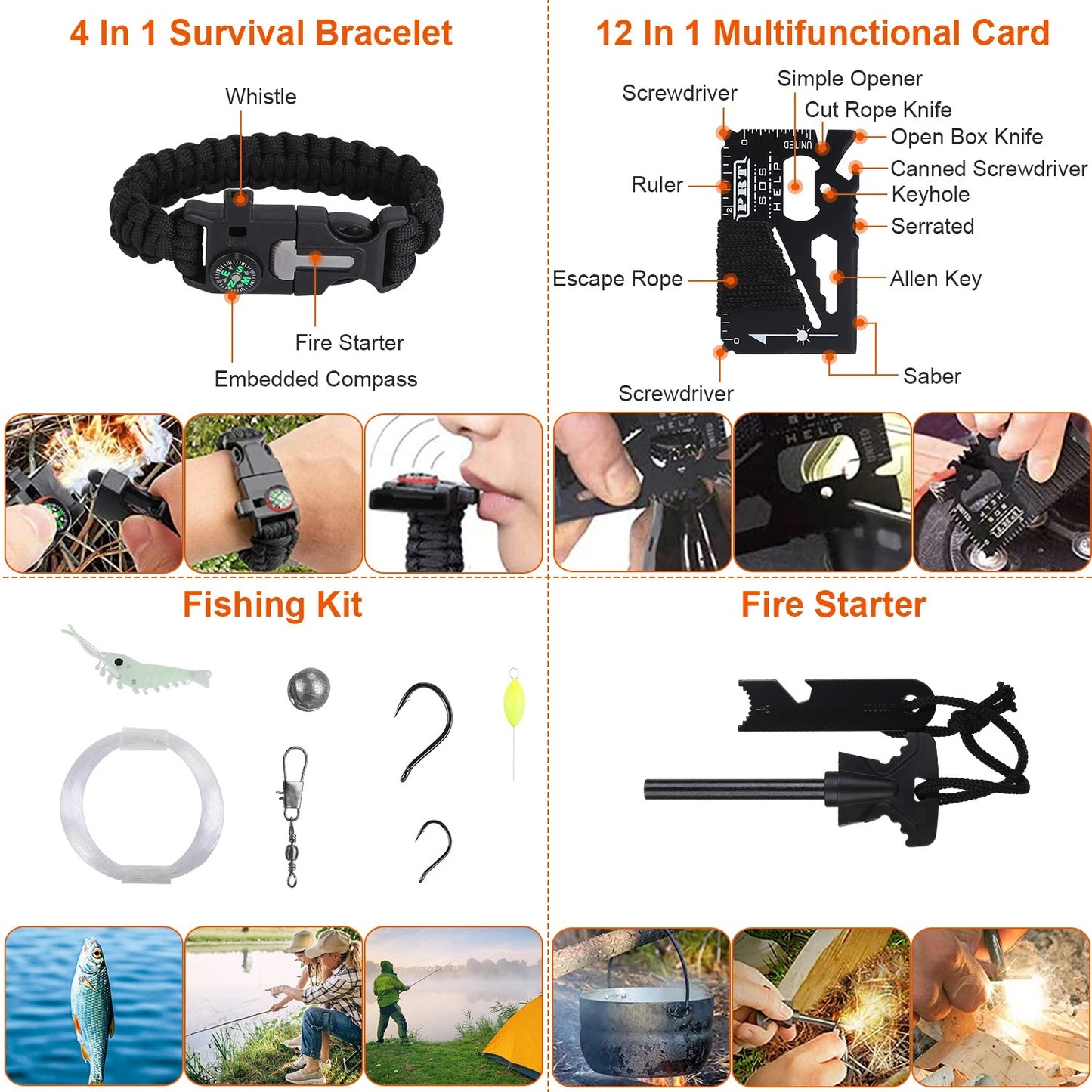 AUKYGGUS 125 In 1 Emergency Survival First Aid Outdoor Kit
