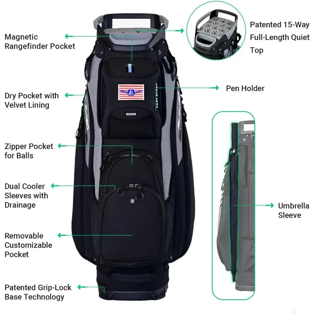 Pro Gear Sporting Goods Golf Cart Bag 15 Divider Rain Cover