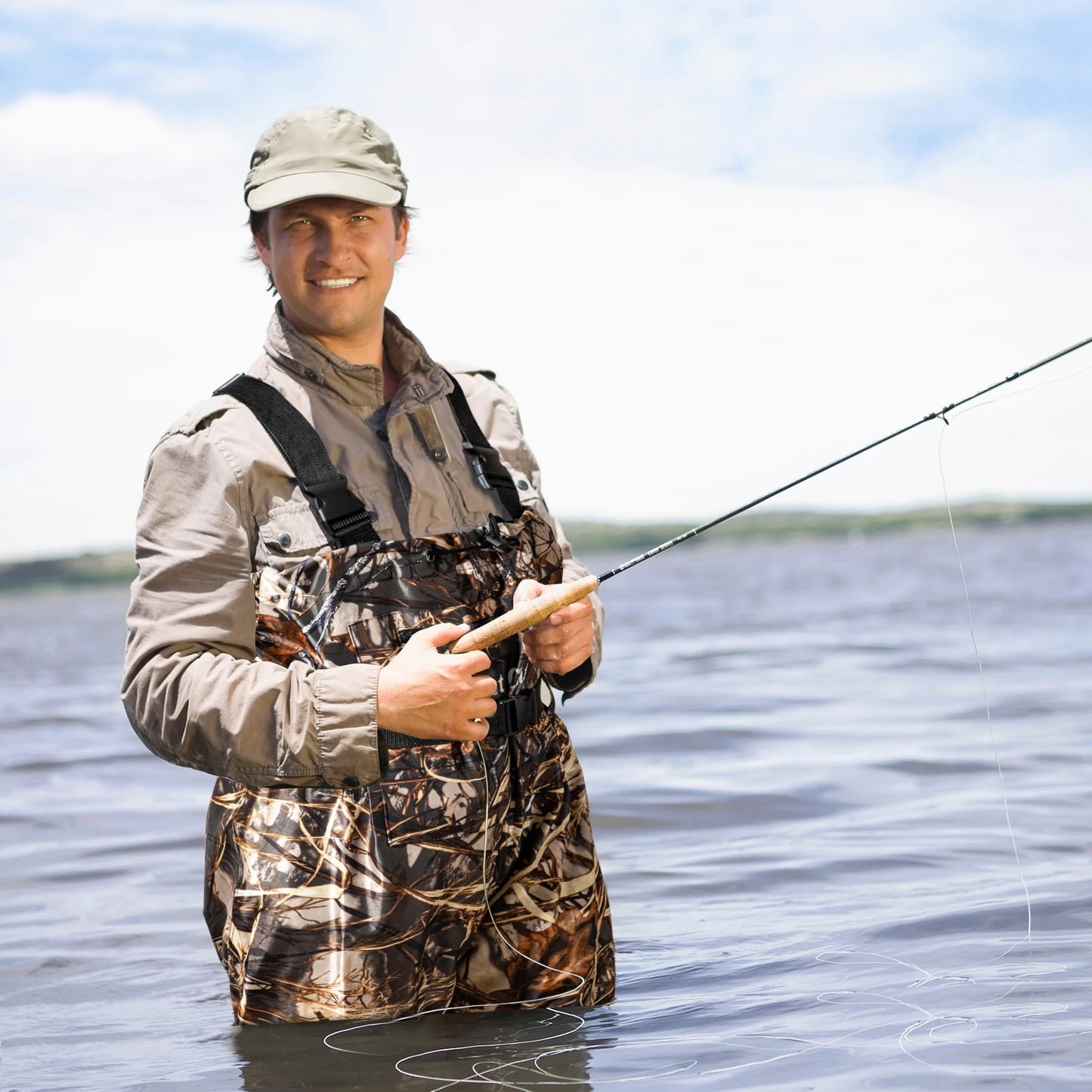Mens Waterproof Chest Waders With Built In Boots Nylon PVC
