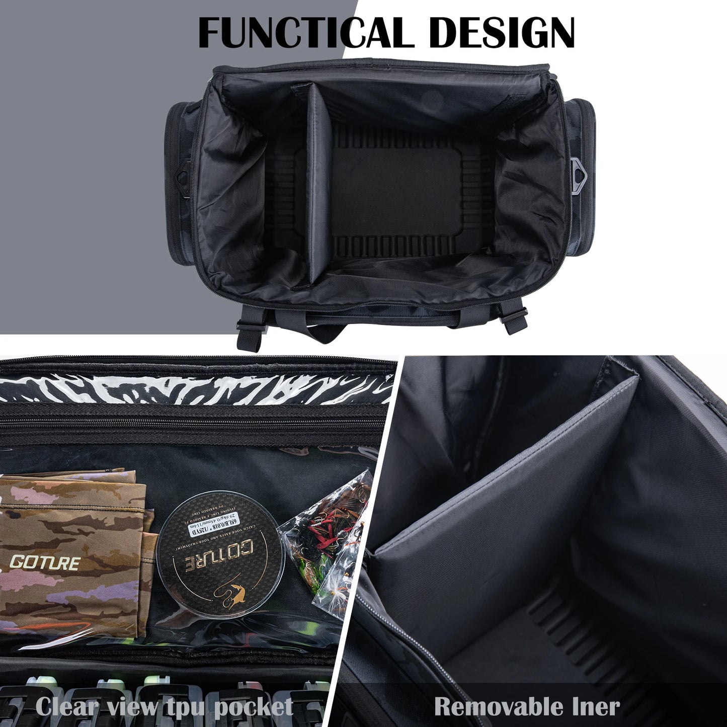 Goture Fishing Tackle Backpack With Rod Holder Waterproof