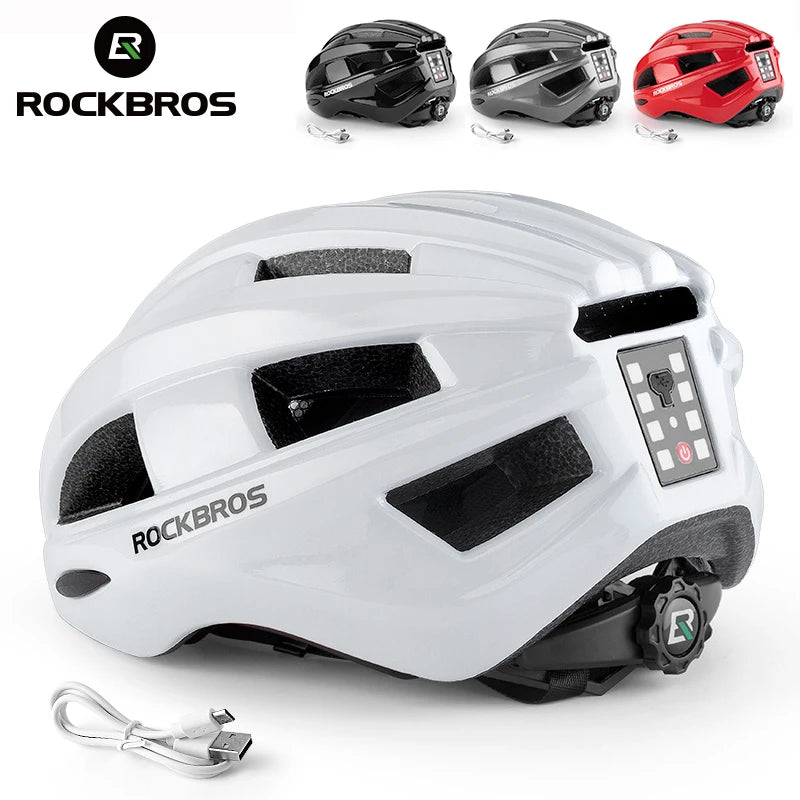 ROCKBROS USB Rear Light Cycling Helmet Integrated Safety
