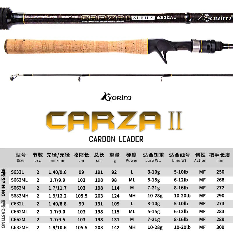 KYORIM Carza2 Lure Spinning Casting Fishing Rod Carbon