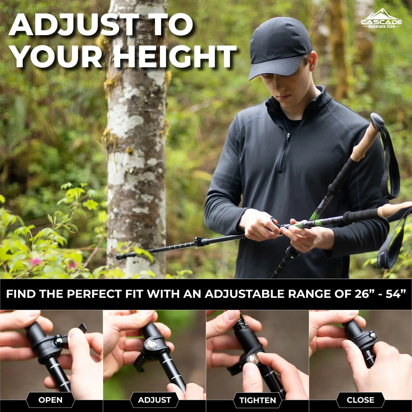 Pro Gear Carbon Fiber Trekking Poles With EVA Grip Elite