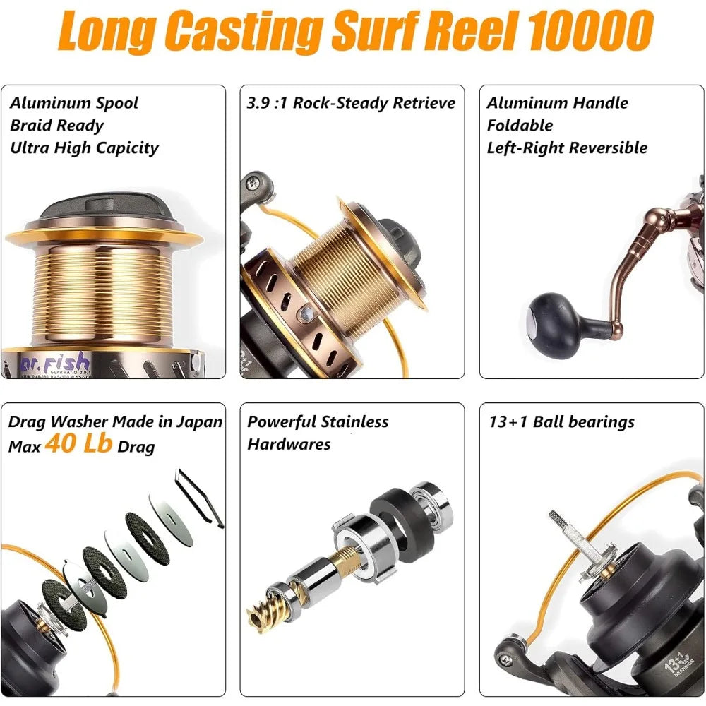 Hign Concerned Surf Rod And Reel Combo Saltwater Kit