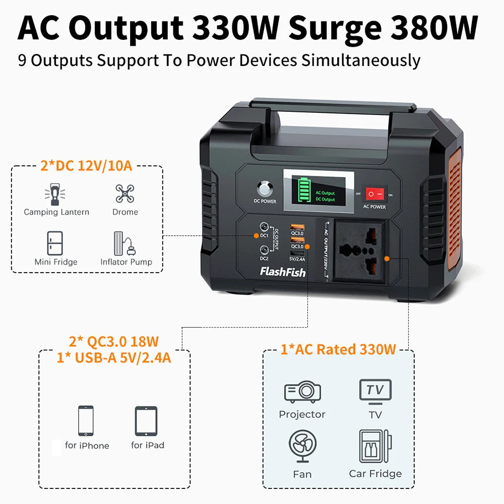 Flashfish Portable Power Station Solar Generator Camping