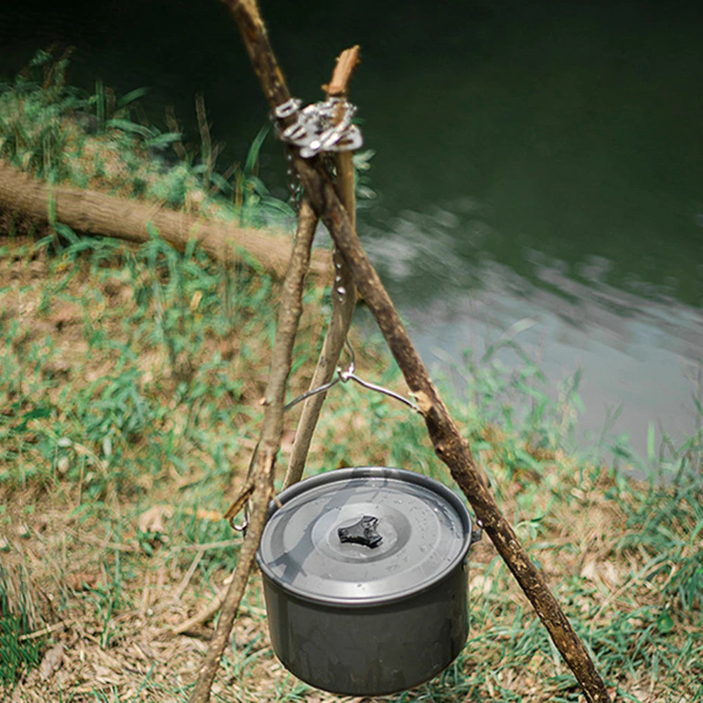 Camping Tripod Pot Hanger Stainless Steel Cookware Kit
